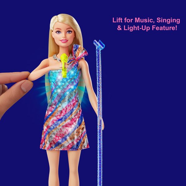 Barbie: Big City, Big Dreams Barbie ??Malibu?? Roberts Doll (11.5-in Blonde) with Music, Light-Up Feature, Microphone & Accessories, Gift for 3 to 7 Year Olds - Image 6