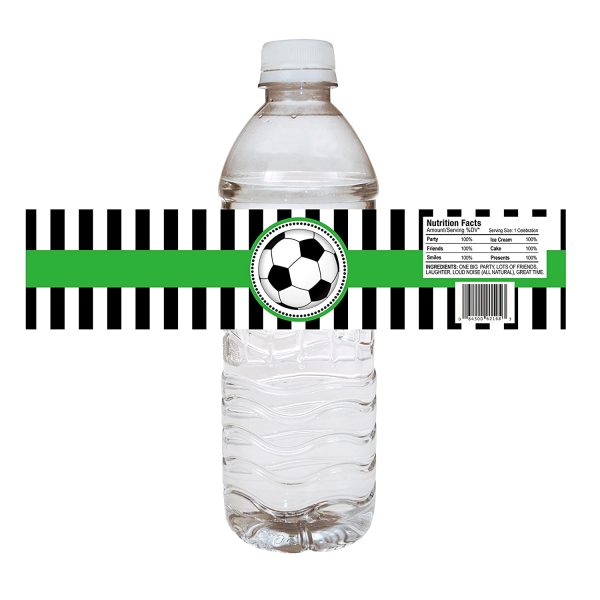 Soccer Ball Party Water Bottle Labels - Boy Girl Birthday Baby Shower Sticker - Set of 12 - Image 2