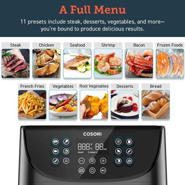 Air Fryer, 3.7QT Oil Free L Electric Hot Air Fryers Oven, Programmable 11-in-1 Cooker with Preheat & Shake Reminder, Equipped Digital Touchscreen and Nonstick Basket, 100 Recipes, 1500W - Image 5