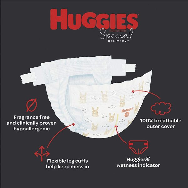 Newborn Diapers - Huggies Special Delivery Hypoallergenic Disposable Baby Diapers, 76ct, Giga Pack - Image 3