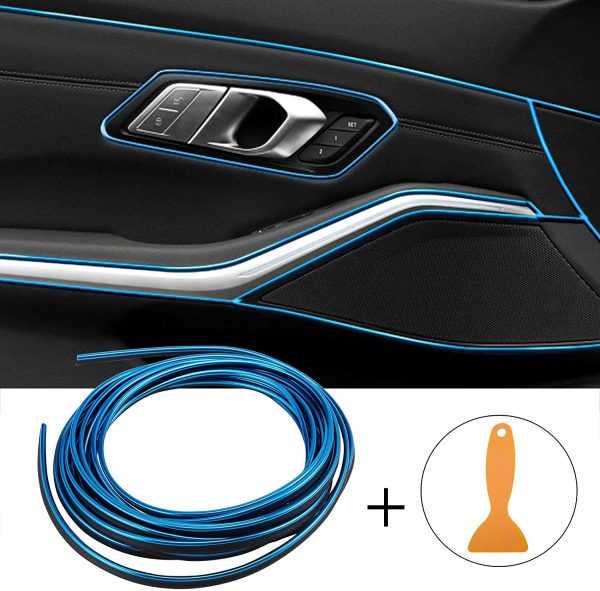 Car Interior Moulding Strip Car Decorative Filler Insert Strips 5M(16ft) Flexible Electroplating Decoration Styling Dashboard Accessories with Installing Tool (Blue) - Image 2