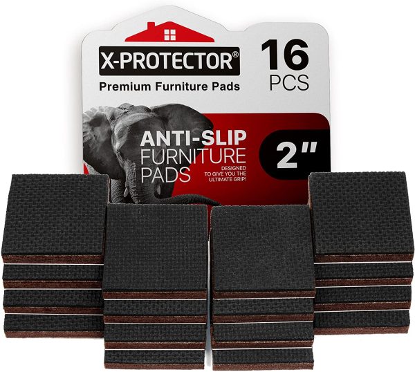 X-PROTECTOR NON SLIP FURNITURE PADS - PREMIUM 16 pcs 2" Furniture Grippers! Best SelfAdhesive Rubber Feet Furniture Feet - Ideal Non Skid Furniture Pad Floor Protectors for Fix in Place Furniture - Image 6