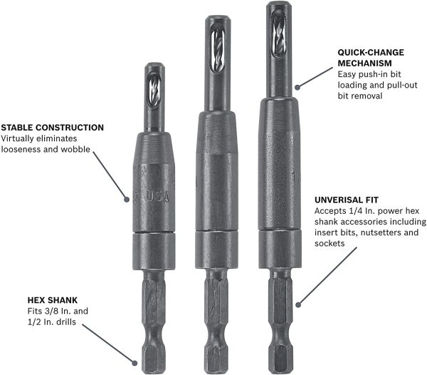 CC2430 Clic-Change 3-Piece No. 6, No. 8, and No. 10 Self-Centering Bit Assortment - Image 6