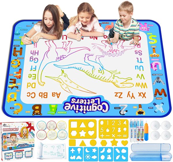 Jasonwell Aqua Magic Doodle Mat 40 X 32 Inches Extra Large Water Drawing Doodling Mat Coloring Mat Educational Toys Gifts for Kids Toddlers Boys Girls Age 3 4 5 6 7 8 Year Old - Image 2