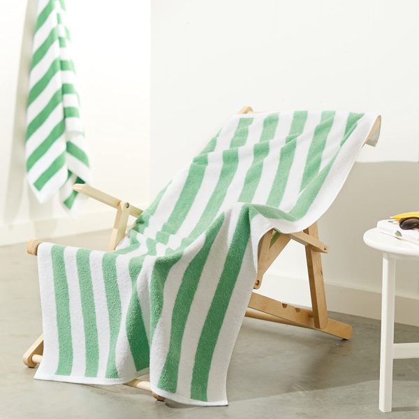 Amazon Basics Cabana Stripe Beach Towel - Pack of 2, Green - Image 6