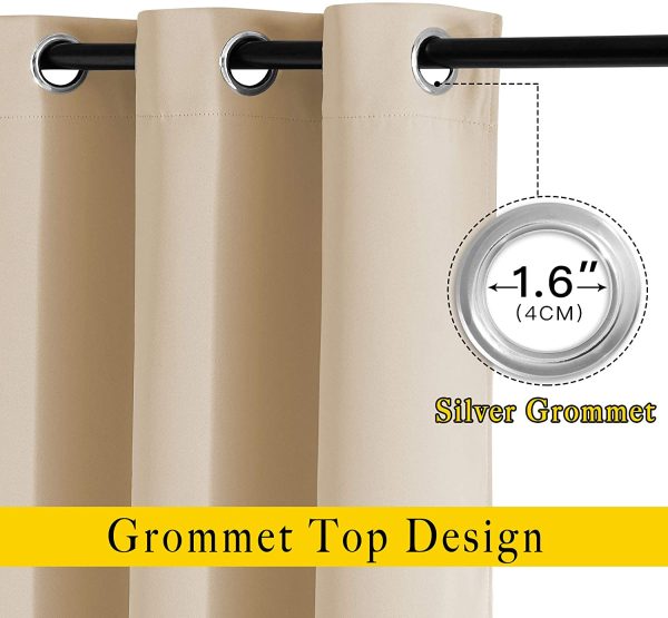 NICETOWN Bedroom Room Darkening Window Curtains - Grommet Top Thermal Insulated Solid Room Darkening Panels/Drapes for Kid's Room (2 Pcs, 52 Inch by 95 Inch, Biscotti Beige) - Image 7