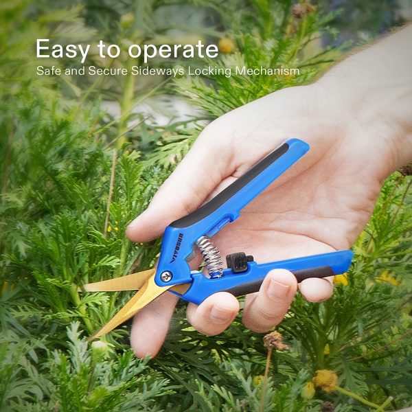 VIVOSUN Gardening Hand Pruner Pruning Shear with Curved Stainless Steel Blades Blue - Image 4