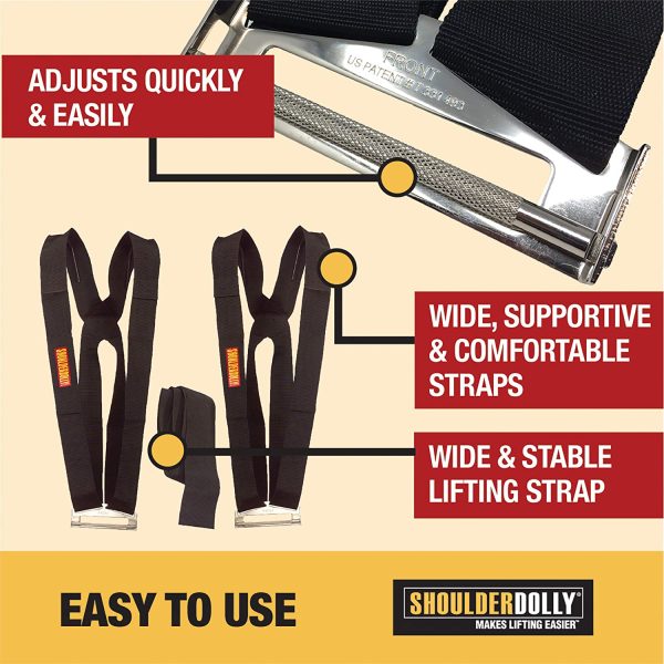 SHOULDER DOLLY Moving Straps - Lifting Strap for 2 Movers - Move, Lift, Carry, And Secure Furniture, Appliances, Heavy, Bulky Objects Safely, Efficiently, More Easily Like The Pros - Essential Moving Supplies - LD1000 - Image 5