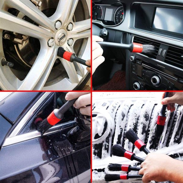 Car Detailing Brush Set 5pcs, Detail Brush Factory Premium Nylon Bristles for Wheels, Interior, Exterior, Leather, etc - Image 6