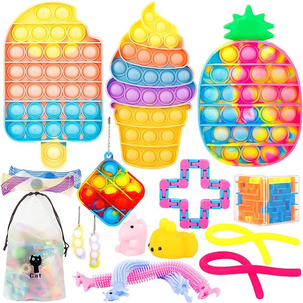 Pop Fidget Toy Pack,Push Popping Bubble Sensory Toy Set,Pop on Its Simple Dimple Autism Stress Anxiety Relief Squeeze Bundle Toy for Kid Adult(Rainbow Ice Cream+Popsicle +Pineapple) - Image 5