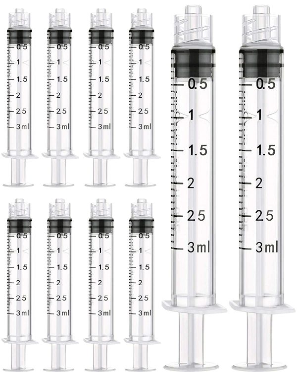 50 Pack 3ml Syringes Luer Lock with Measurement, Plastic Syringe for Scientific Labs, Liquid Dispensing and Refilling, Multiple Uses Measuring Syringe Tools - Image 5