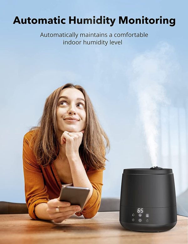 Top Fill Humidifiers for Large Room Bedroom,6L Large Capacity for Large Room Warm& Cool Mist Ultrasonic Humidifier, Essential Oil Diffuser for Home, Remote Control, Sleep Mode, LED Display(black) - Image 2