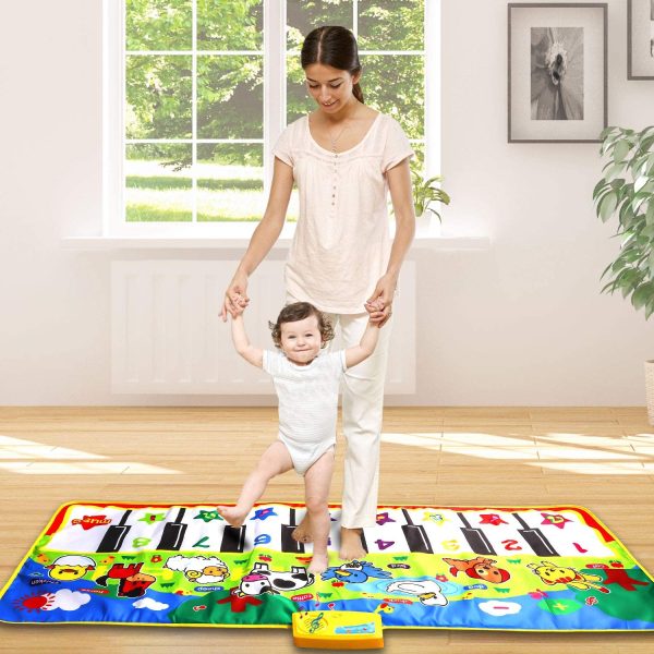 M SANMERSEN Piano Mat for Kids, Kids Music Mat with Animal Sounds Touch Play Blanket Keyboard Playmat 53" x 23" Musical Mats Educational Dance Mat Musical Toys for Boys Girls - Image 5