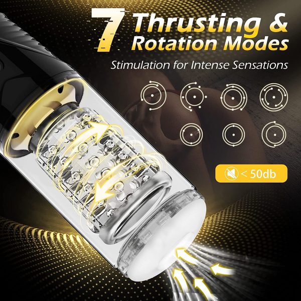 Automatic Male Masturbator, Amortoy Male Masturbators Cup with 7 Thrusting & Rotating, 50dB Super Quite Hands-Free Electric Pocket Pussy, 3D Large Grain Texture Deep Massager Penis Stroker, Male Sex Toys for Men - Image 8