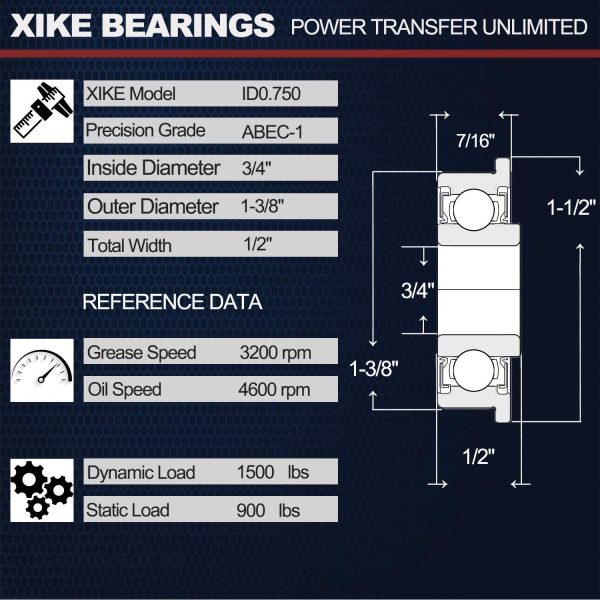 XiKe 10 Pcs Flanged Ball Bearings ID 3/4" x OD 1-3/8", Applicable Lawn Mower, Wheelbarrows, Carts & Hand Trucks Wheel, Replacement 532009040, AM118315, AM127304, 10513, 251210 Etc. - Image 2