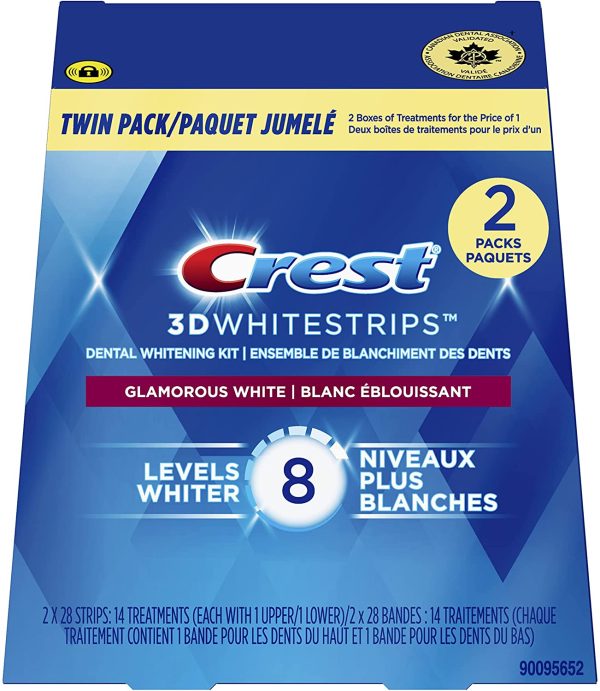 Crest 3D Whitestrips Glamorous White Twin Pack At-Home Teeth Whitening Kit, 14 Treatments x 2, 8 Levels Whiter - Image 6