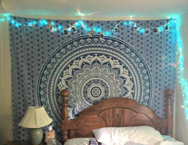 THE ART BOX Mandala Tapestry for Bedroom Wall Decor Wall Hanging Beach Blanket Bed Throw Tapisserie Hippie Room Decor Bohemian Trippy Tapestry Psychedelic , Blue , 140x210 Cms - Image 2