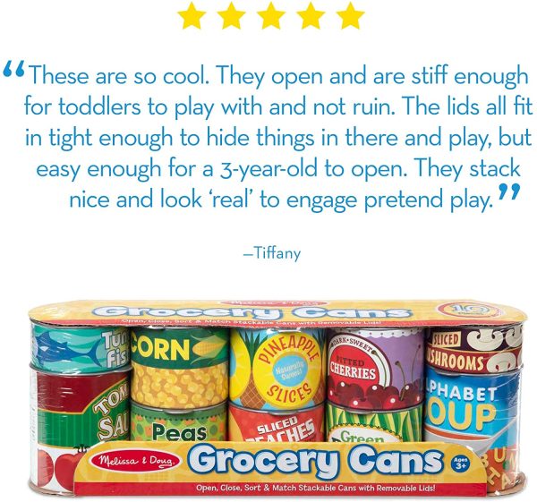 Melissa & Doug Let??s Play House! Grocery Cans (Pretend Play, Pop-Off Lids, Sturdy Cardboard Construction, 10 Cans, Great Gift for Girls and Boys - Best for 3, 4, 5, and 6 Year Olds) - Image 6