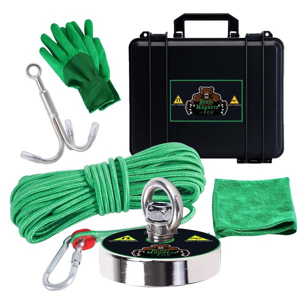 660LBs Complete Magnet Fishing Kit ?C Includes Strong N52 Neodymium Magnet, Durable 6mm 65ft Rope with Carabiner, Non-Slip Protection Gloves, Grappling Hook & Waterproof Case - Image 3