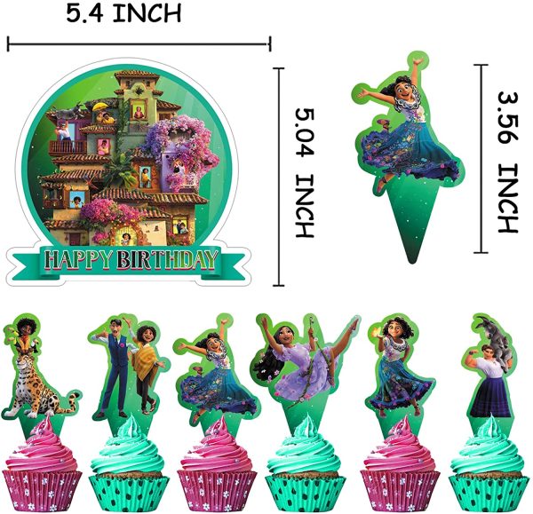 44 Pcs The Encanto Party Decorations, Magic movie Birthday Party Supplies Include a Set of Happy Birthday Banner, Bolloons, Cake Topper, Cupcake Toppers, Birthday Invitation Card for Girls Gifts - Image 5