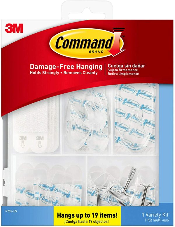 Command Clear Variety Kit, Various Sized Hooks, Wire Hooks, and Picture Hanging Strips to Hang Up to 19 Items, Organize Damage-Free - Image 4