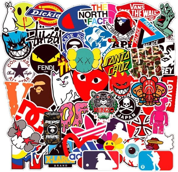 100-Pcs Street Fashion Sticker Pack Waterproof Cute Aesthetic Trendy Vinyl Stickers for Teens Kids Girls and Boys, Perfect for Car Motorcycle Bicycle Skateboard Luggage Decal Graffiti Patches