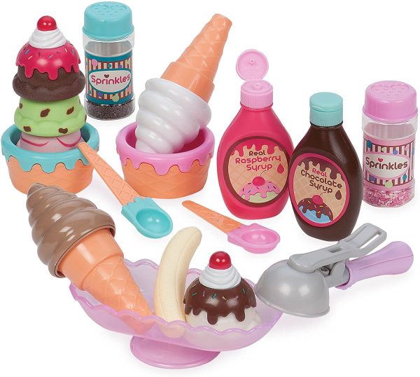 Play Circle by Battat ??Sweet Treats Ice Cream Parlour Playset ??Sprinkles, Cones, Spoons, Cups - Pretend Play Food Decorating Kit ??Toy Frozen Dessert and Accessories for Kids 3 and Up (21 Pieces) - Image 2