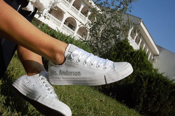 Personalized Wedding Sneakers For Bride, Custom Bridal Trainers - Image 4