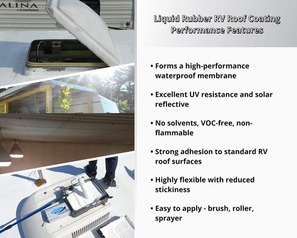 Liquid Rubber RV Roof Coating - Solar Reflective Sealant, Trailer and Camper Roof Repair, Waterproof, Easy to Apply, Brilliant White,1 Gallon - Image 7