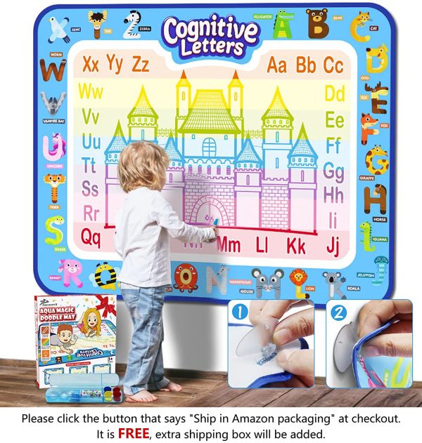 Jasonwell Aqua Magic Doodle Mat 40 X 32 Inches Extra Large Water Drawing Doodling Mat Coloring Mat Educational Toys Gifts for Kids Toddlers Boys Girls Age 3 4 5 6 7 8 Year Old - Image 8