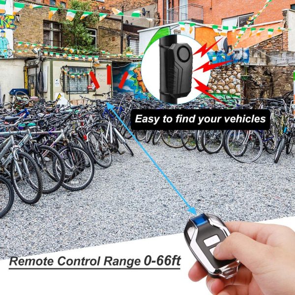 113dB Wireless Anti-Theft Motorcycle Bike Alarm Waterproof Bicycle Security Alarm Vibration Motion Sensor with Black Remote - Image 3