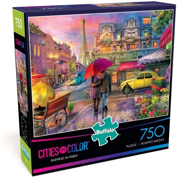 Buffalo Games - Cities in Color - Raining in Paris - 750 Piece Jigsaw Puzzle Red, Green,Yellow, 24" L X 18" W - Image 3