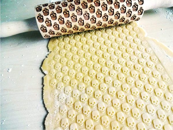 SKULL Embossing Rolling pin. Laser cut embossed dough roller for Helloween cookies - Image 5