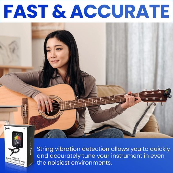 Crosby TuneMate Electronic Clip On Chromatic Tuner for Guitar, Bass, Violin, Ukulele, Banjo and Other Stringed Instruments