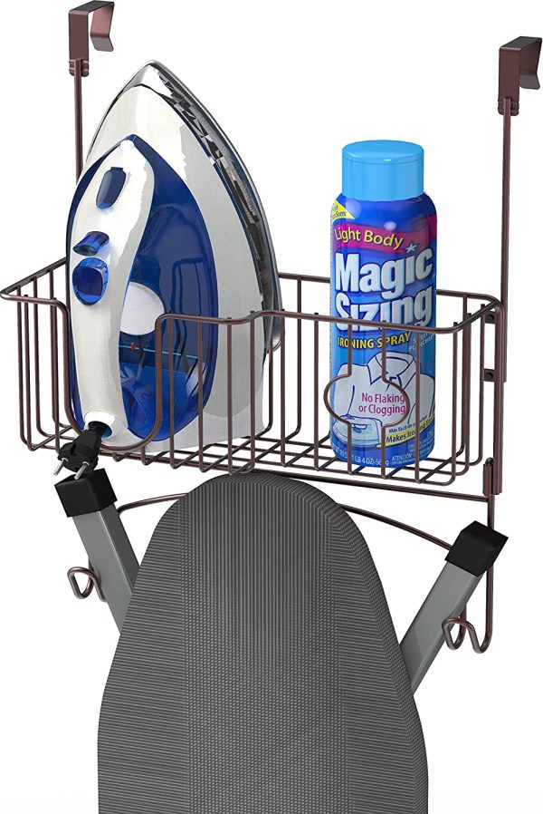 SimpleHouseware Ironing Board Basket Holder Storage Over The Door/Wall Mount, - Image 4