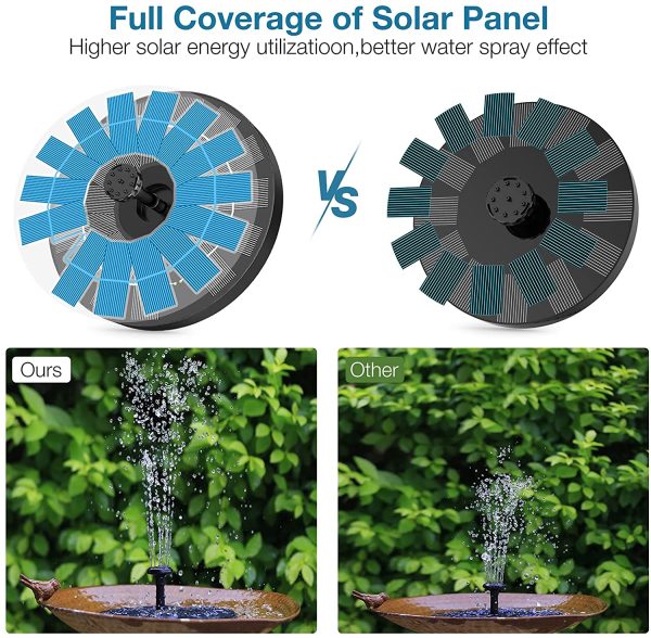 AISITIN 3.5W Solar Fountain 7.1in??18CM????Solar Water Fountain Pump Floating Fountain with 6 Nozzles for Bird Bath, Fish Tank, Pond or Garden Decoration Solar Aerator Pump ,Upgrade 3.5W Solar Panel - Image 6