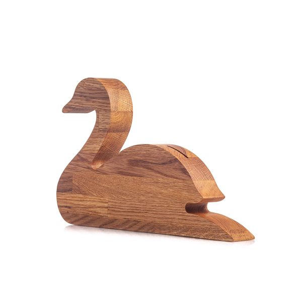 Wood piggy bank SWAN - Montessori wooden gifts for boys girls kids - Adult coin bank - Daughter gift from mom - Unique money box frame - Modern tip jar - Image 2