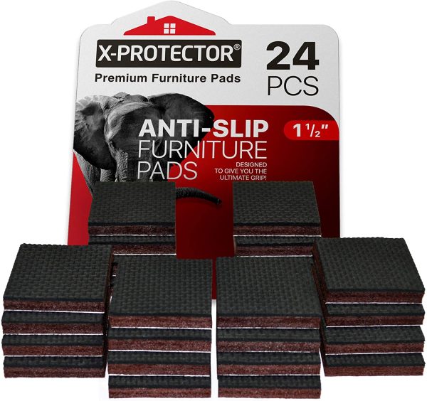 X-PROTECTOR Non Slip Furniture Pads ?C 24 Premium Furniture Grippers 1 1/2"! Best SelfAdhesive Rubber Feet Furniture Feet ?C Ideal Non Skid Furniture Pad Floor Protectors ?C Keep Furniture in Place! - Image 5