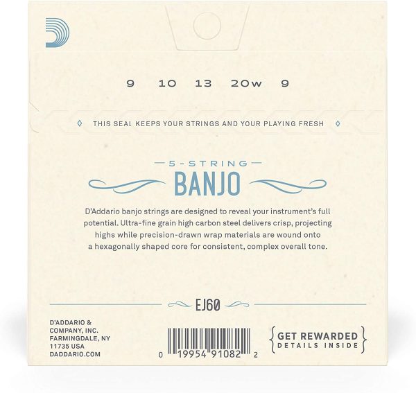 D'Addario EJ60 Nickel 5-String Banjo Strings, Light, 9-20 - Image 6