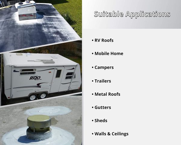 Liquid Rubber RV Roof Coating - Solar Reflective Sealant, Trailer and Camper Roof Repair, Waterproof, Easy to Apply, Brilliant White,1 Gallon - Image 2