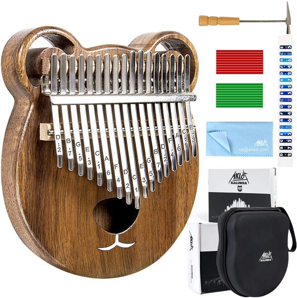 AKLOT Kalimba 17 Keys Thumb Piano Finger Piano Professional African Instrument Solid Wood with Protective Case Online Lesson Tuning Hammer Study Booklet for Kids Adult Gift