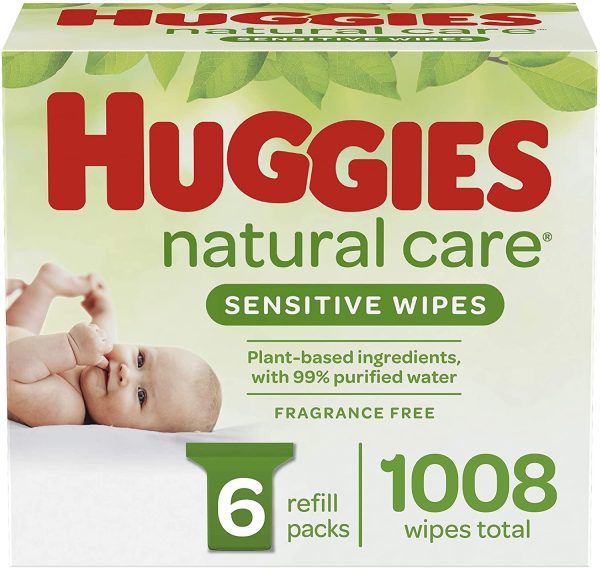 Baby Wipes, Huggies Natural Care Sensitive, UNSCENTED, Hypoallergenic, 6 Refill Packs, 1008 Count