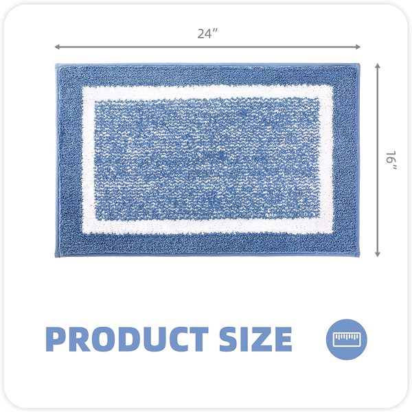 Color G Non Slip Bath Mat, Soft and Water Absorbent Rug, Machine Washable Plush Mat for Bathroom, Laundry Room and Living Room ??Blue??16"x24"?? - Image 5