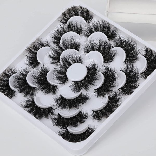 Newcally Eyelashes Fluffy 22MM Long Lashes Dramatic Thick Volume False Eyelashes 5D Curly Strip Russian Fake Eye Lashes Multipack 10 Pairs - Image 4