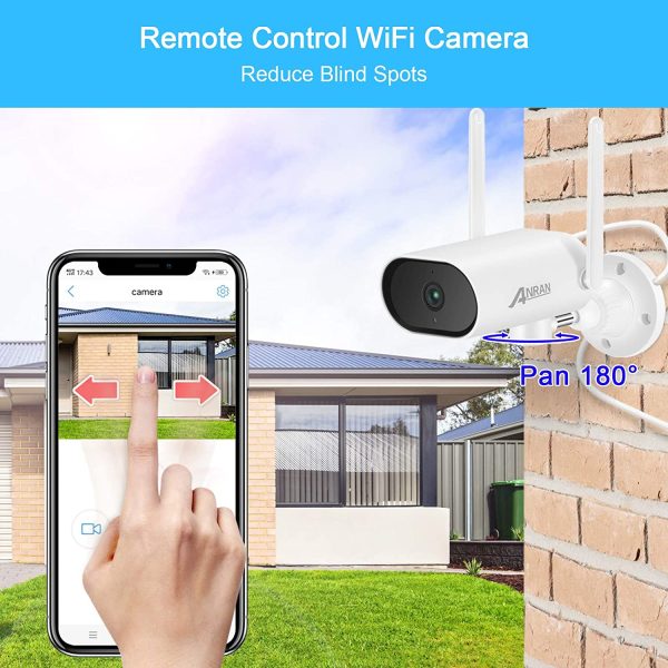 Security Camera Outdoor with Pan Rotation 180?? Feature, 1080P WiFi Outdoor Security Cameras for Home, IP65 Waterproof, Plug-in Power, 2.4G WiFi, SD and Cloud Storage, B4 White