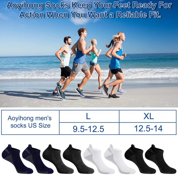 Men's Breathable Cotton Athletic Ankle Socks Moisture Wicking Low Cut Running Cushioned Tab Sports Short Thick Socks 6 Pairs - Image 6