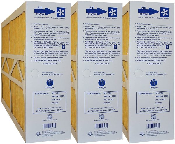 M1-1056 MERV 11 OEM Filter for Model CMF1625, 15 3/8 x 25 1/2 x 5 1/4-Inch, Case of 3