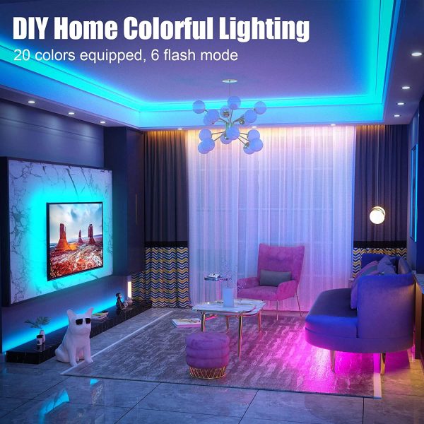 Led Lights Strip for Bedroom, 32.8ft RGB 5050 Led Lights for Bedroom, Room, Kitchen, Home Decor DIY Color Led Light Strip Kit with 44 Key Remote and Power Supply - Image 4