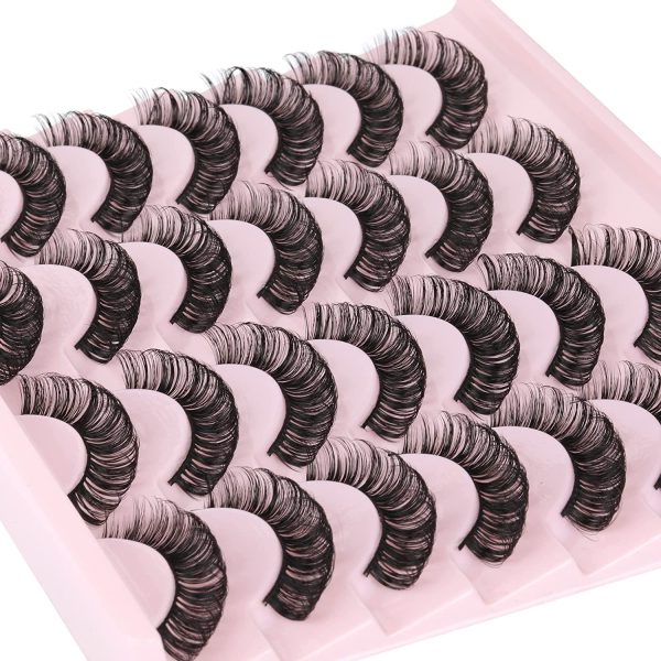 Newcally Lashes Russian Strip Eyelashes D Curl Wispy Fluffy False Eyelashes Natural Thick Volume Faux Mink Eye Lashes Pack Reusable Handmade Like Fake Lashes Extension 14 Pairs - Image 7