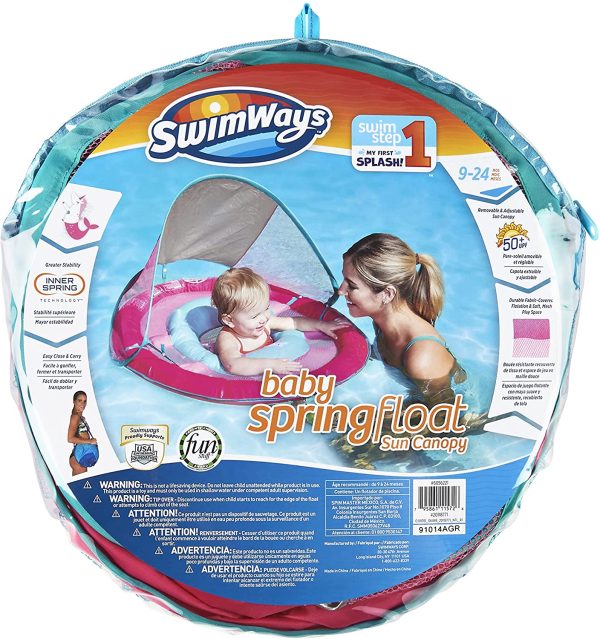 SwimWays Baby Spring Float Sun Canopy - Pink Mermaid Unicorn - Image 4